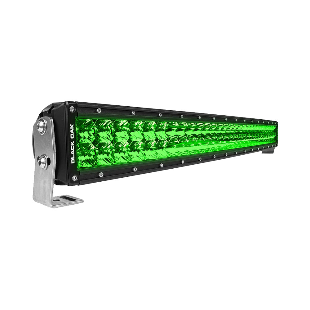 Black Oak 30 Curved Double Row Green LED Hog Hunting Light Bar  Combo Optics  Black Housing  Pro Series 30 30CGD3OS