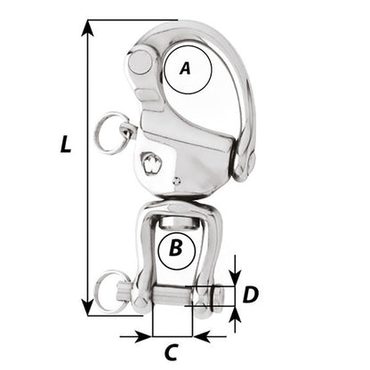 Wichard HR Snap Shackle With Clevis Pin Swivel  120mm Length  42332 02478
