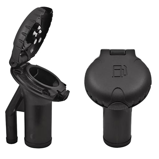 Attwood Deck Fill fPressure Relief Systems  Angled Body  Scalloped Black Plastic Cap 99DFPVAB1S